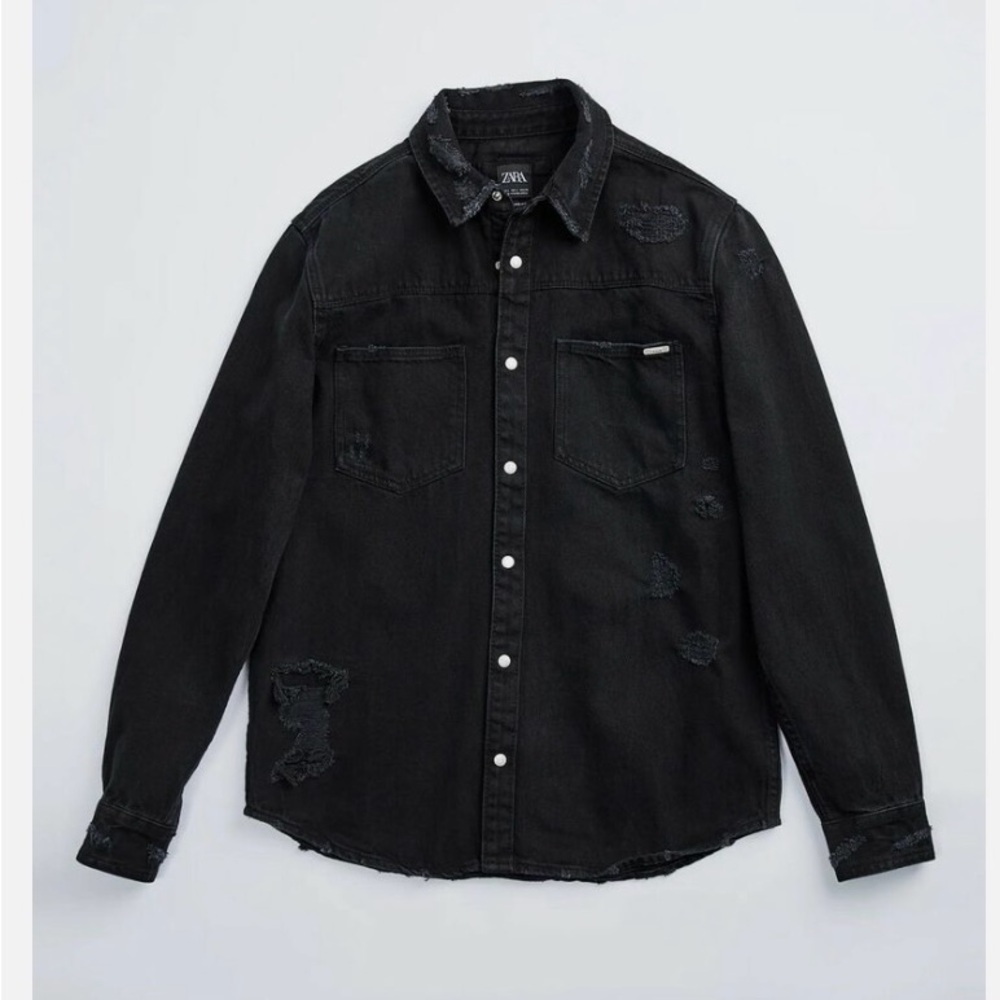 New Zara Ripped Denim Overshirt M Var Colors 2631/350 jeans shirt jacket trucker